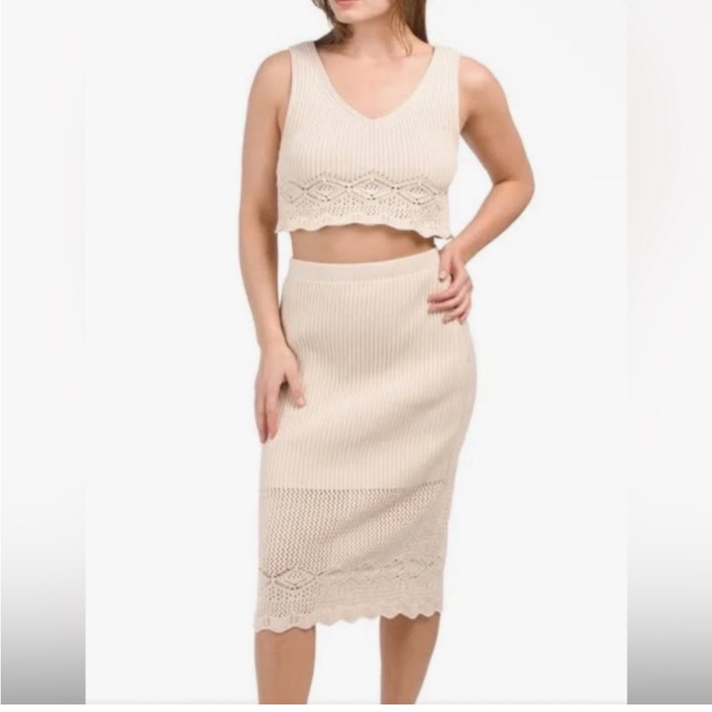 House of Harlow 1960 Cream Knit Skirt Set size L